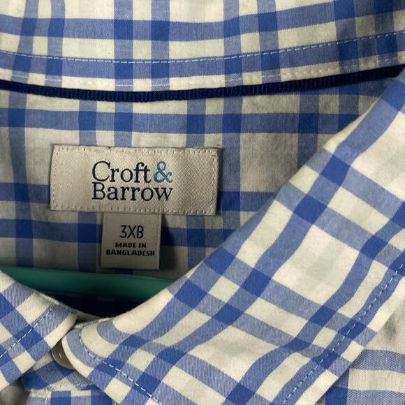 Croft & Barrow Button Down Shirt Men’s 3XB Blue Plaid Causal Classic Formal - Picture 4 of 9